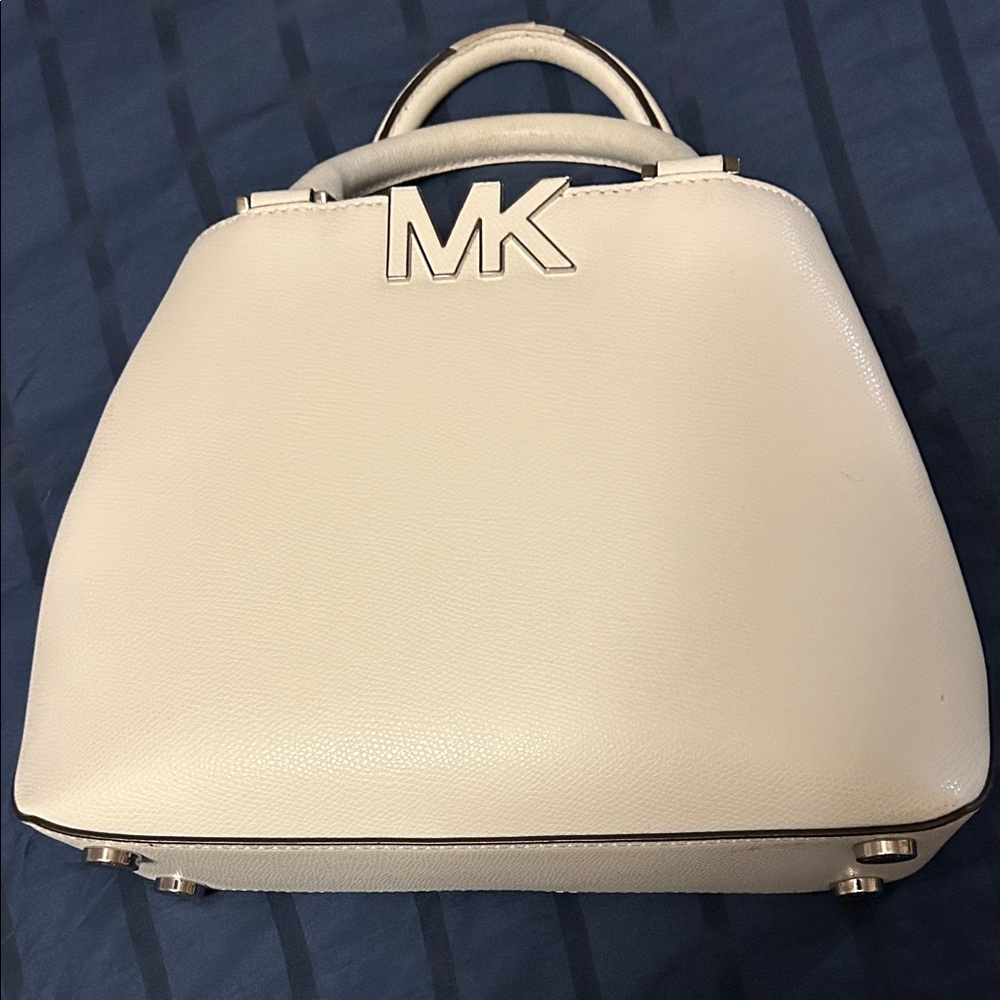 Michael Kors White Satchel with Logo Accent